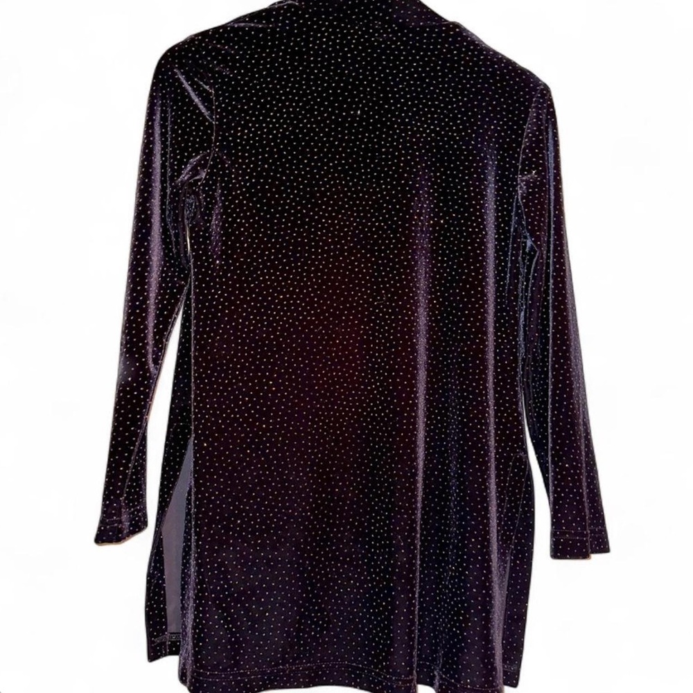 Vintage 80s / 90s Black Velvet Duster Cardigan with Glittering Sparkles